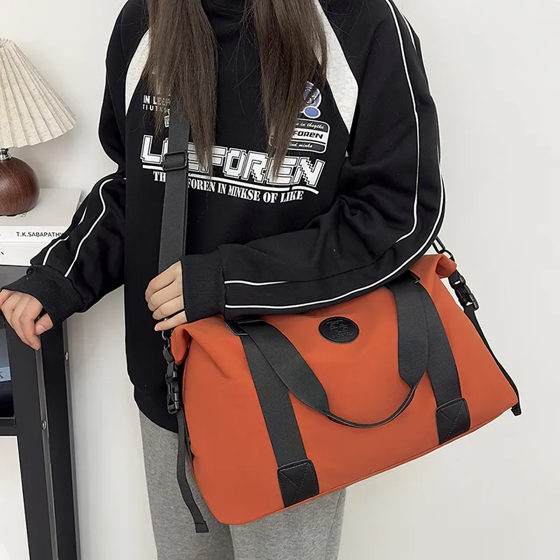 OUZIHUANG Nylon Travel Bag Unisex Khaki/Pink/Green/Black/Brown/Orange-26