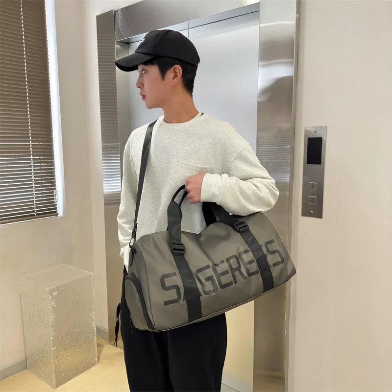 OUZIHUANG Nylon Travel Bag Unisex Pink/Silver/Green/Black-14