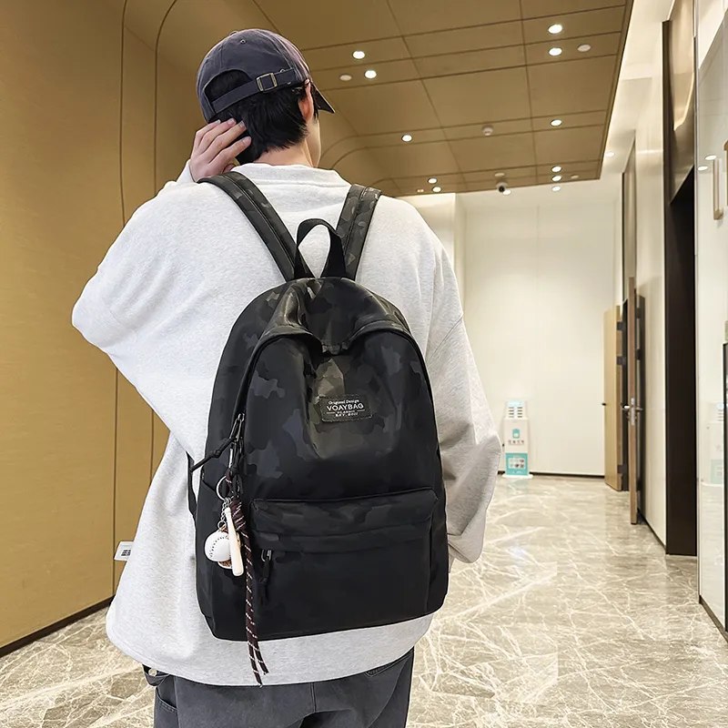 OUZIHUANG Polyester Backpack Regular Unisex Black/Blue/White/Gray-4