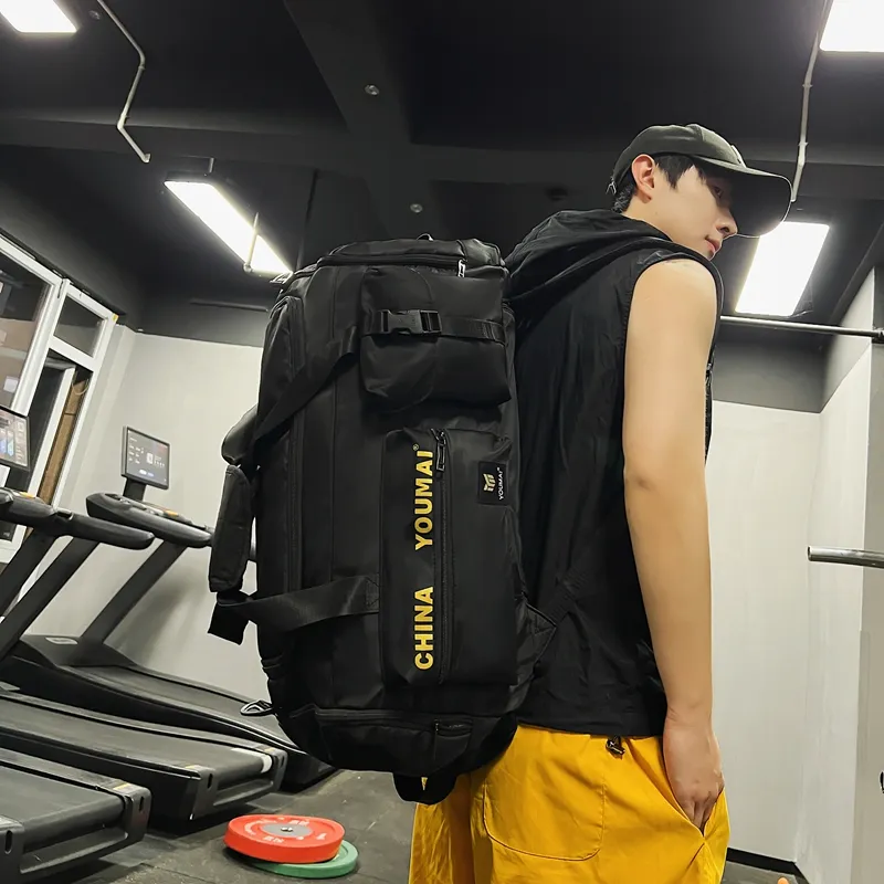 Deli Bear Nylon Gym Bag Unisex Black/Pink/Khaki/Red/Yellow/Army Green/Blue-1