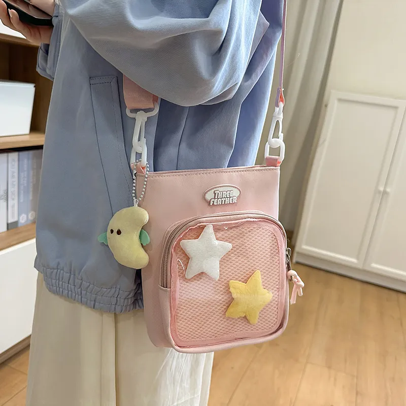 OUZIHUANG Nylon Crossbody Bag Regular Women's Black/White/Light Pink/Light Green/Light Yellow/Light Blue-7