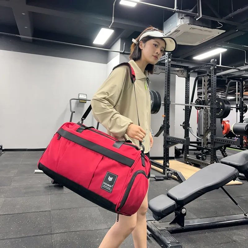 Deli Bear Nylon Gym Bag Unisex Black/Pink/Gray/Red/Yellow/Blue/Turquoise-18