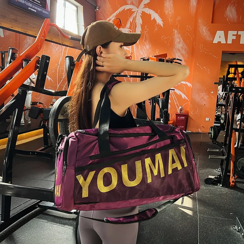Deli Bear Nylon Gym Bag Large Size Unisex Black/Pink/Khaki/Purple/Army Green-12