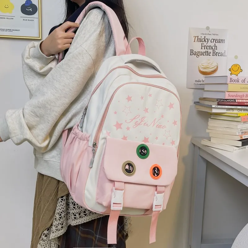 Tong Tong Rabbit Nylon Backpack Regular Women's Pink/Black/Blue/Khaki/Red-2