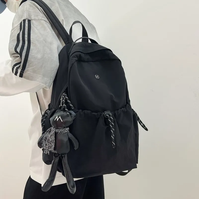 Deli Bear Nylon Backpack Large Size Unisex Black/Yellow/Gray/Orange/Ecru-4