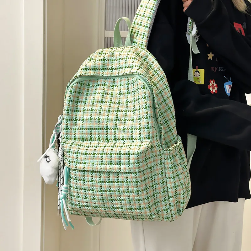 OUZIHUANG Nylon Backpack Women's Pink/Blue/Black/Ecru/Green-17