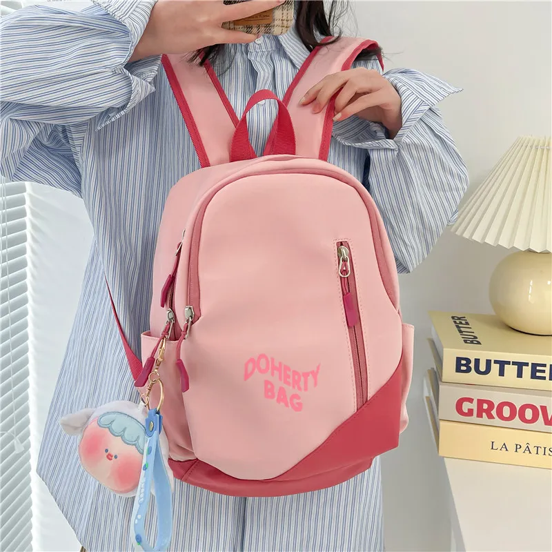Deli Bear Nylon Backpack Regular Women's Pink/Black/Red White/Gray White/Gray Blue-6