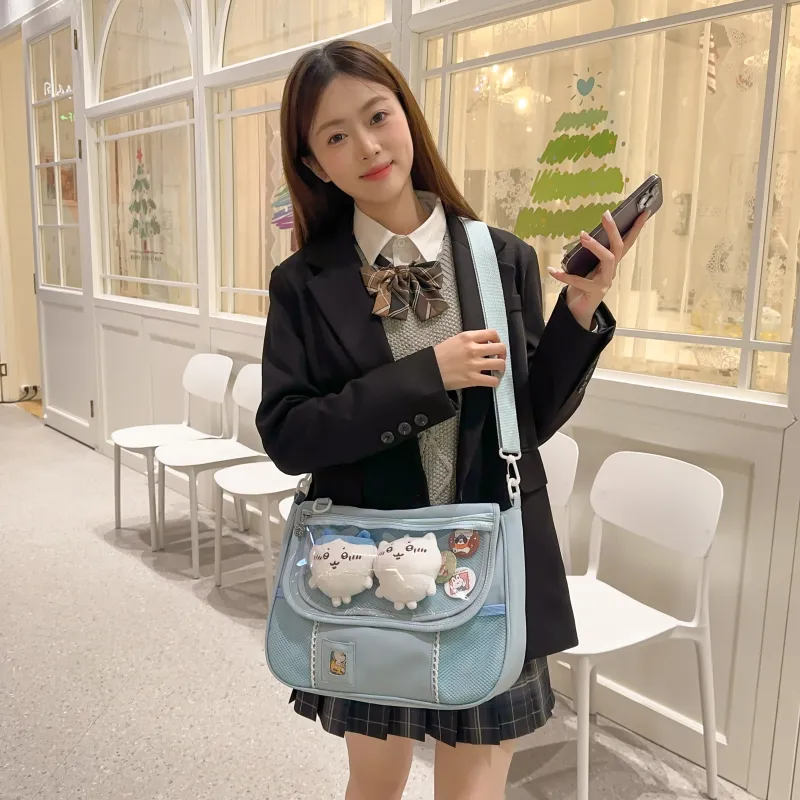 OUZIHUANG Nylon With PVC Shoulder Bag Regular Women's Multicolor-12
