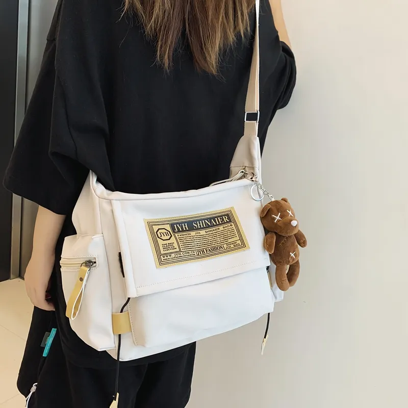 OUZIHUANG Nylon Shoulder Bag, Crossbody Bag Unisex Black/Blue/White/Red-18