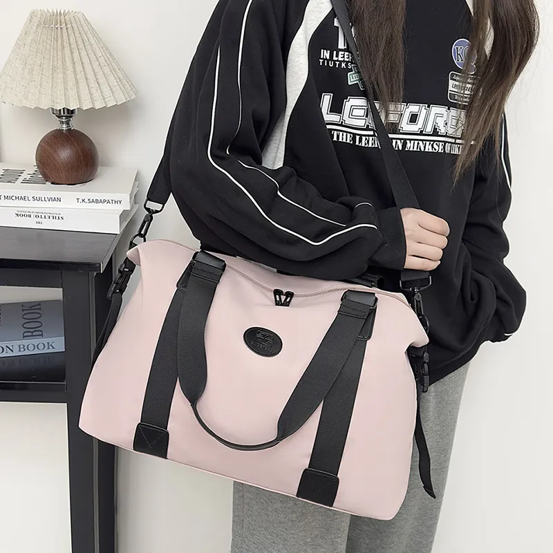 OUZIHUANG Nylon Travel Bag Unisex Khaki/Pink/Green/Black/Brown/Orange-9