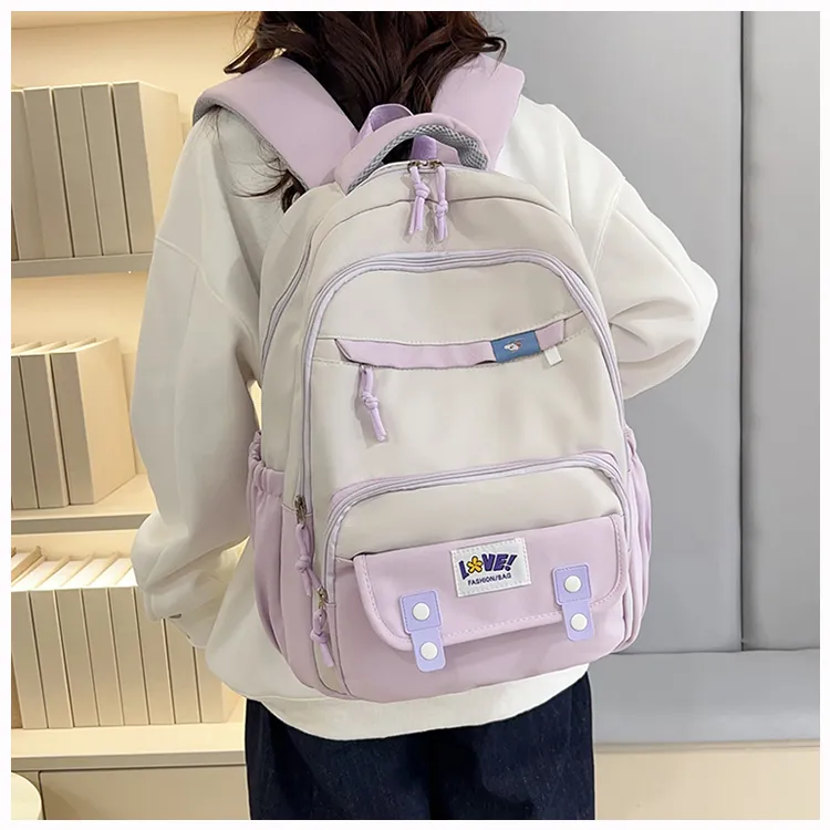 OUZIHUANG Oxford Backpack Women's Purple/Black/Red/Green/Khaki-4
