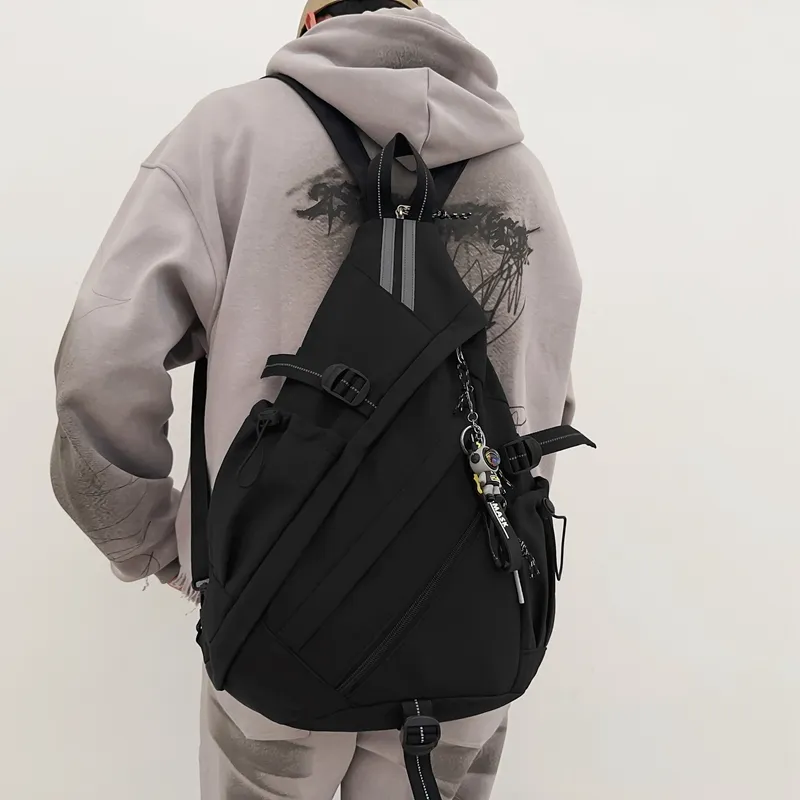 Deli Bear Nylon Backpack Regular Men's Black/Red/White Blue/Khaki-12