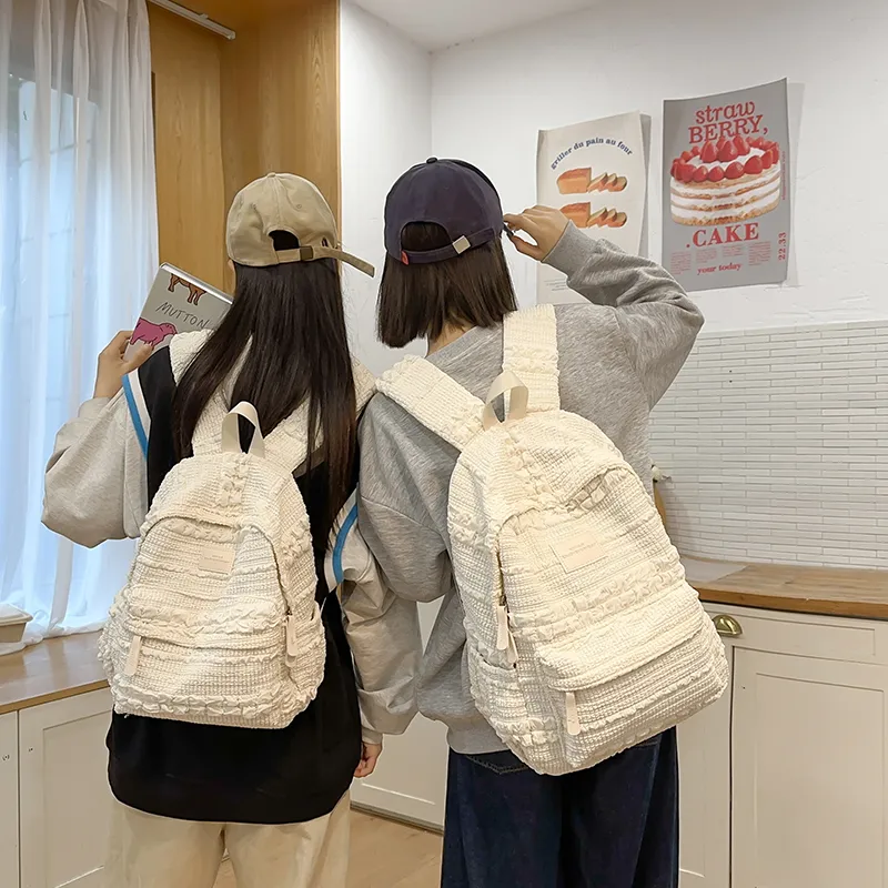 OUZIHUANG Nylon Backpack Women's White/Pink/Coffee/Blue-3