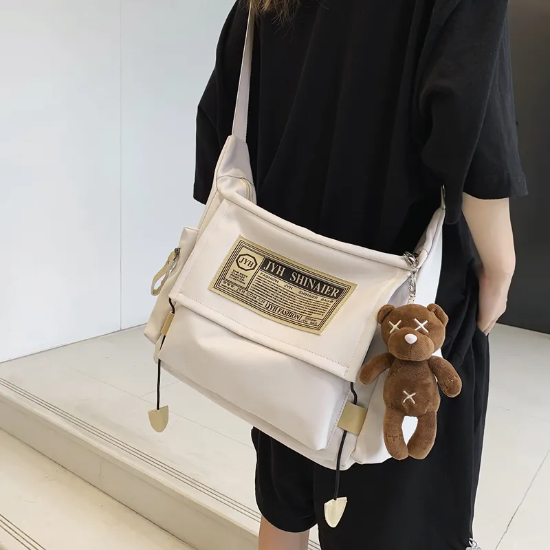 OUZIHUANG Nylon Shoulder Bag, Crossbody Bag Unisex Black/Blue/White/Red-20