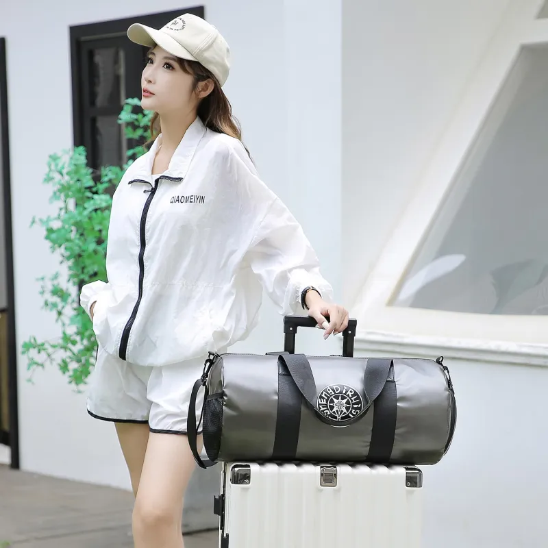 OUZIHUANG Nylon Travel Bag Unisex Black/Blue/Champagne Gold/Maroon-11