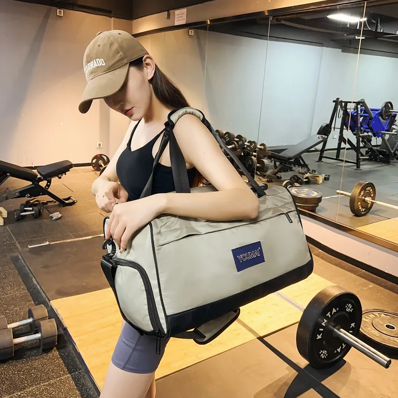 Deli Bear Nylon Gym Bag Unisex Black/Pink/Red/Khaki/Blue/Army Green/Gray-26