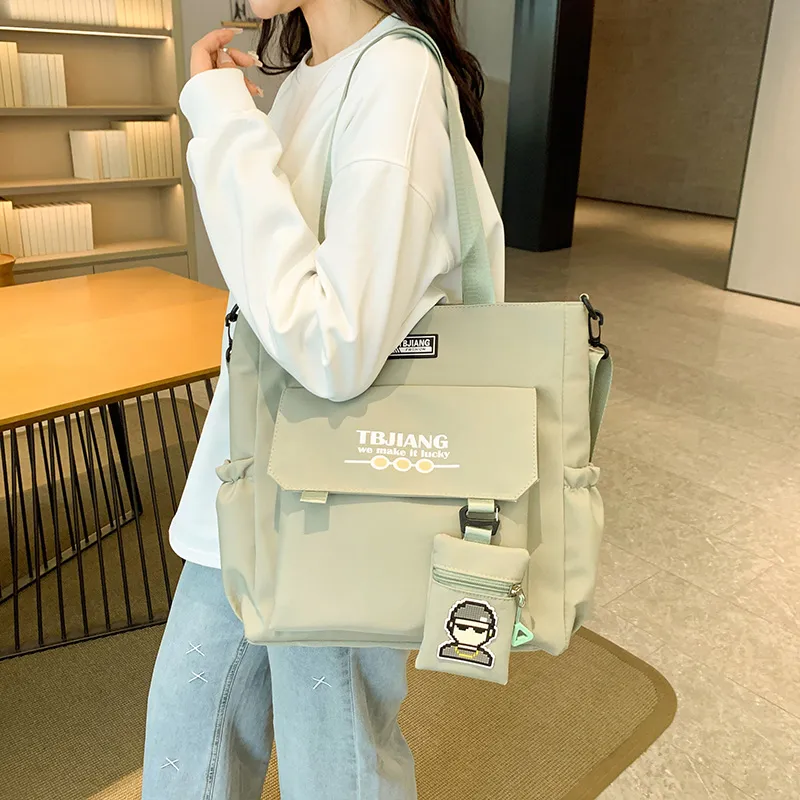 Deli Bear Oxford Shoulder Bag Unisex Beige Yellow Gray Green Black-13