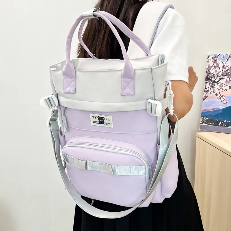 Deli Bear Canvas Canvas Bag Backpack Regular Unisex Green/Blue/Orange/Khaki/Black/Purple-26