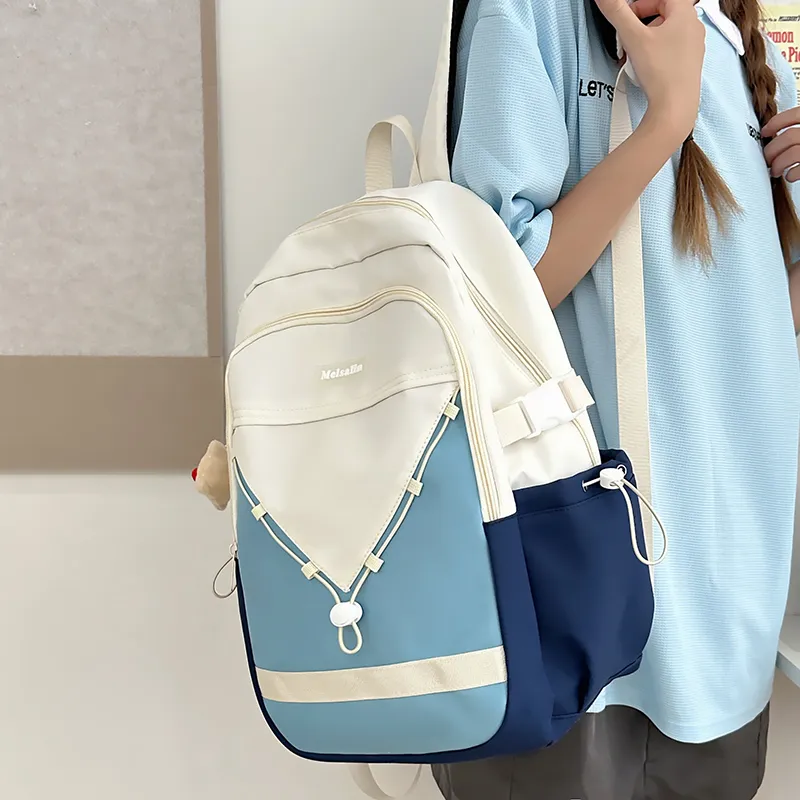 Deli Bear Nylon Backpack Unisex Khaki, Blue, White, Black-7