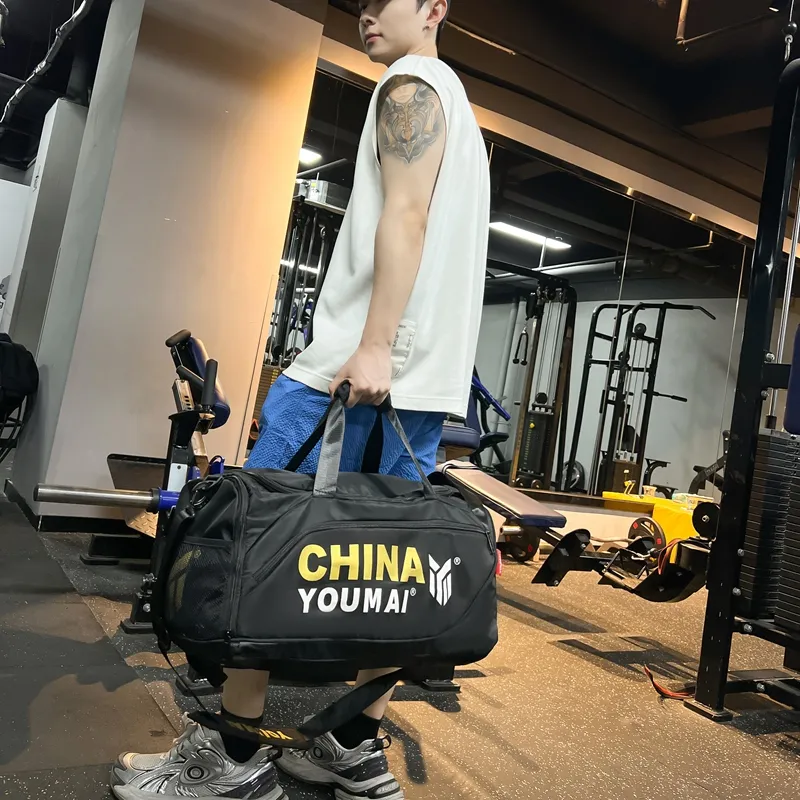 Deli Bear Nylon Gym Bag Large Size Unisex Black/Pink/Khaki/Rose Red/Yellow/Army Green-3