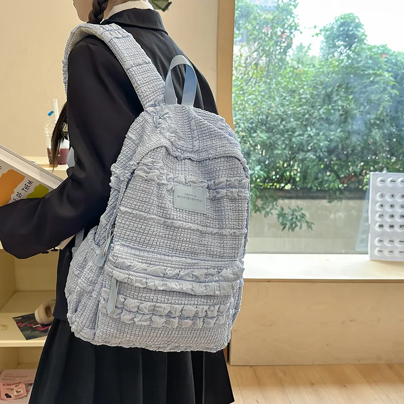 OUZIHUANG Nylon Backpack Women's White/Pink/Coffee/Blue-15