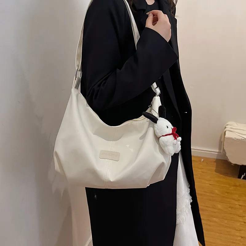 OUZIHUANG Nylon Crossbody Bag Shoulder Bag Regular Unisex Black/White/Purple/Pink-3