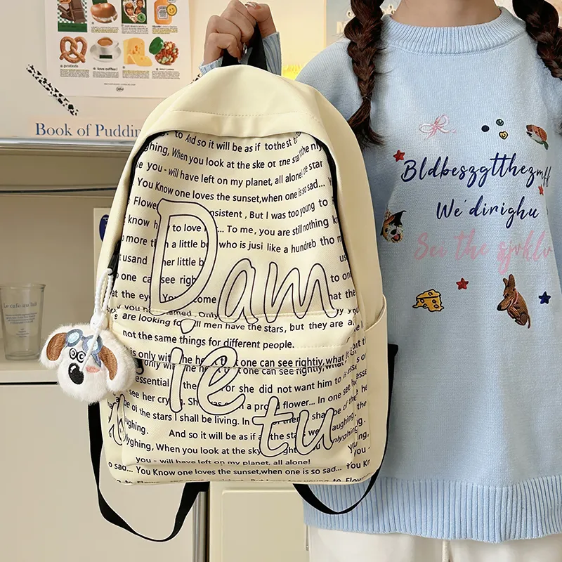 Deli Bear Nylon Backpack Regular Women's White/Blue/Khaki/Yellow/Green-14