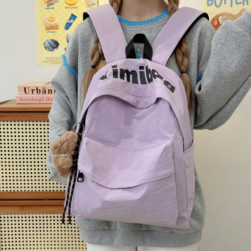 Deli Bear Nylon Backpack Regular Unisex White/Orange/Black/Purple/Green-12