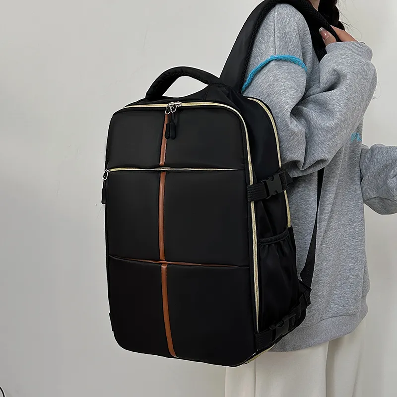 OUZIHUANG Oxford Backpack Unisex Black/Gray-3