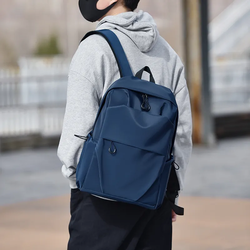 Deli Bear Nylon Laptop Backpack Regular Unisex Black/Gray/Blue-10