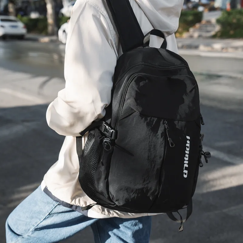 OUZIHUANG Nylon Backpack Regular Unisex Black/Ecru/Gray/Khaki-4