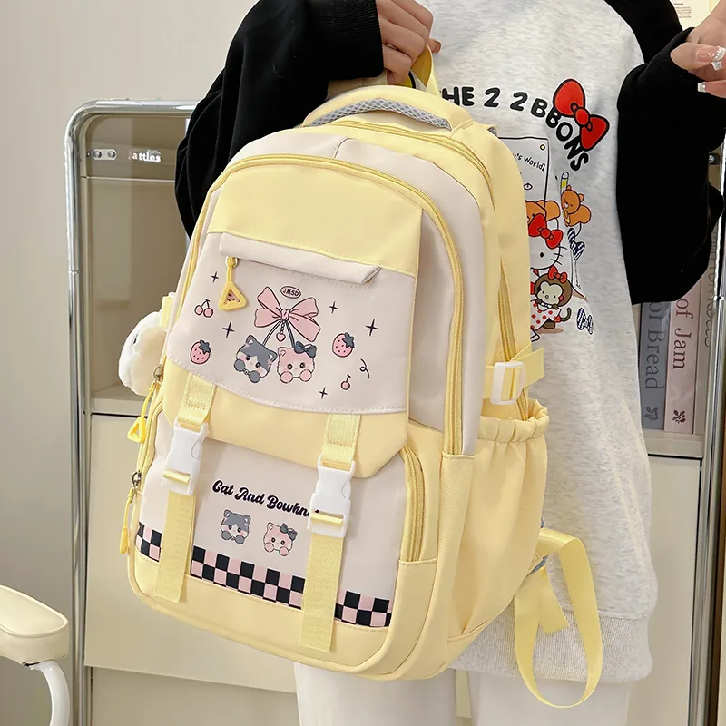 Deli Bear Nylon Backpack Women's Pink/Blue/Black/Yellow/Purple-16