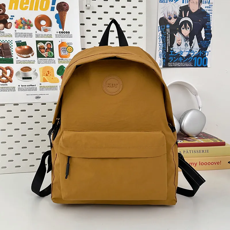 OUZIHUANG Nylon Backpack Unisex Yellow Brown/Gray/Purple/Black/Khaki/Green-12