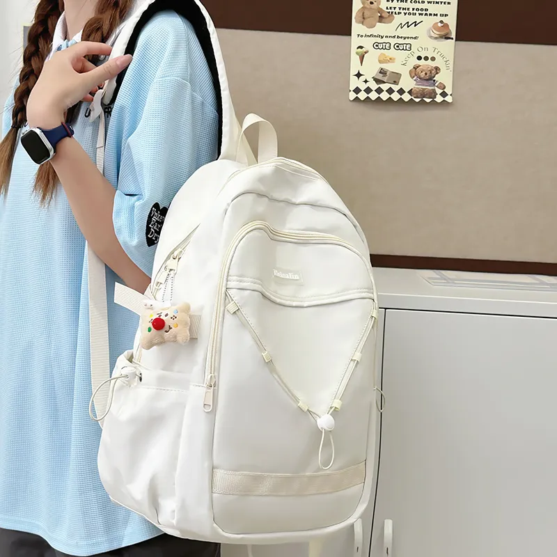 Deli Bear Nylon Backpack Unisex Khaki, Blue, White, Black-14