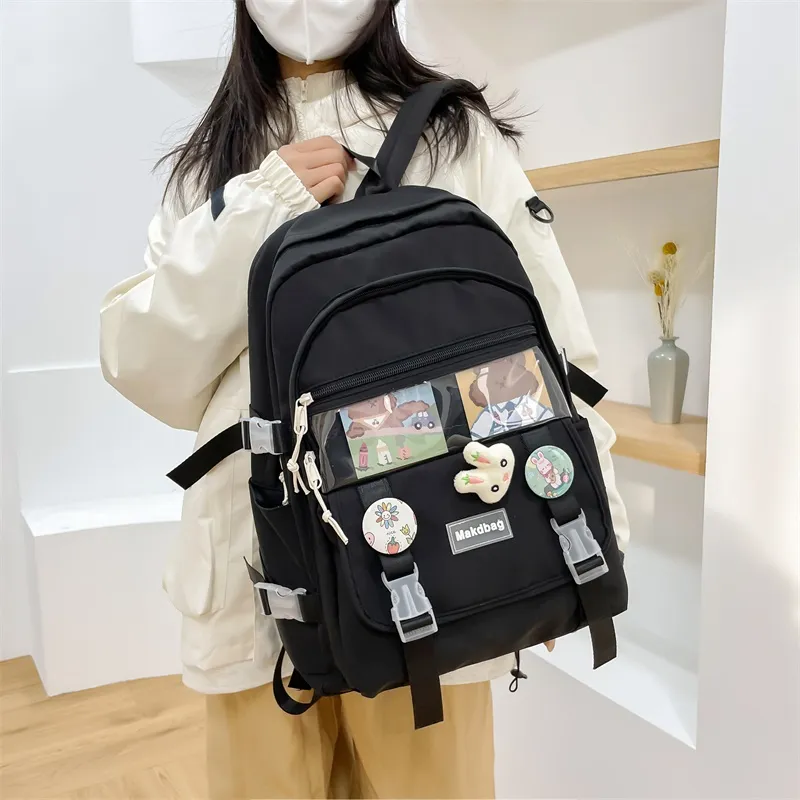 Deli Bear Canvas Backpack Regular Women's White/Black/Pink/Blue-8