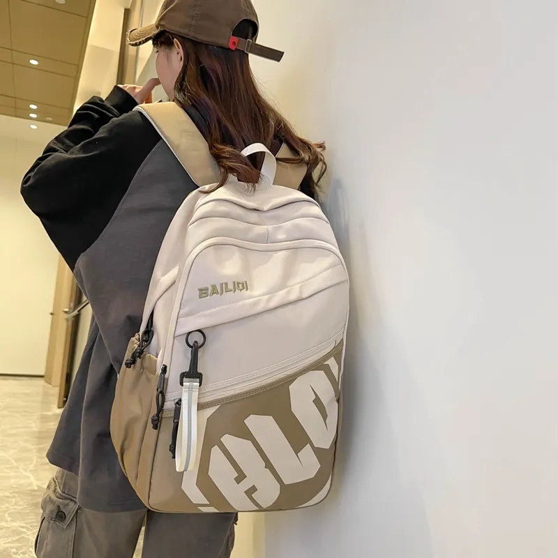 Deli Bear Nylon Backpack Regular Unisex Black/Dark Gray/Light Gray/Green/Khaki/Jasper-11