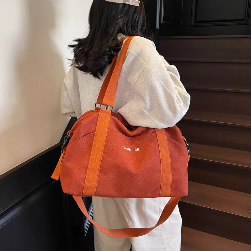 OUZIHUANG Oxford Travel Bag Unisex Green/Ecru/Orange/Gray/Khaki-11