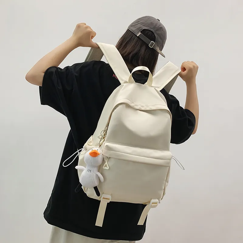 OUZIHUANG Nylon Backpack Unisex Black/White/Yellow/Gray-6