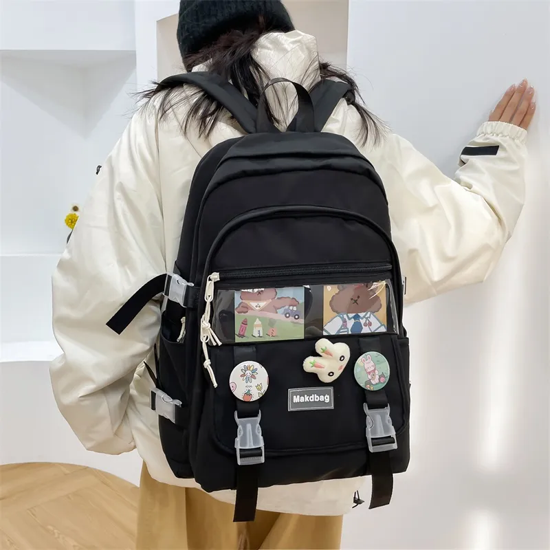 Deli Bear Canvas Backpack Regular Women's White/Black/Pink/Blue-6