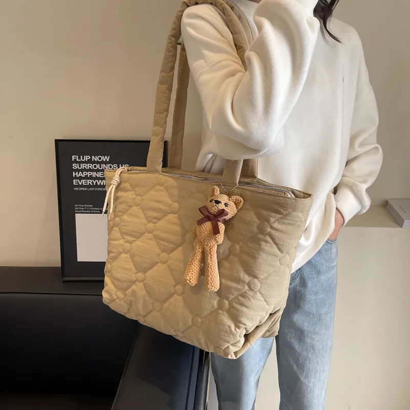 OUZIHUANG Canvas Tote Bag, Shopping Bag, Shoulder Bag Women's Coffee/Khaki/Ecru/Black-8
