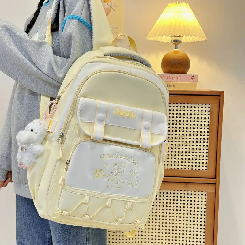 Deli Bear Polyester Backpack Regular Unisex Pink/Yellow/Blue/Black/Red-7