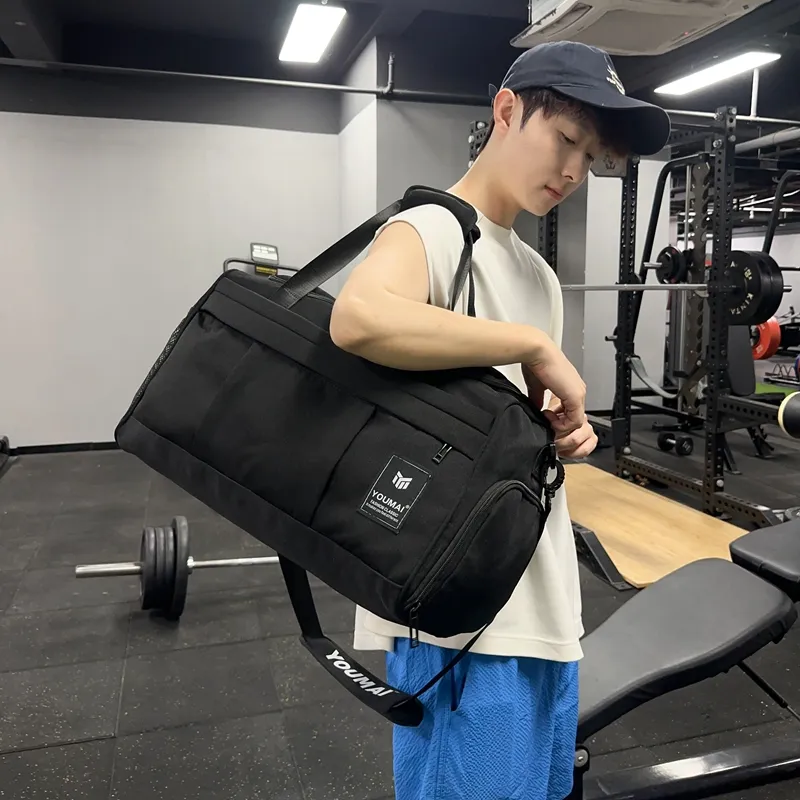 Deli Bear Nylon Gym Bag Unisex Black/Pink/Gray/Red/Yellow/Blue/Turquoise-3