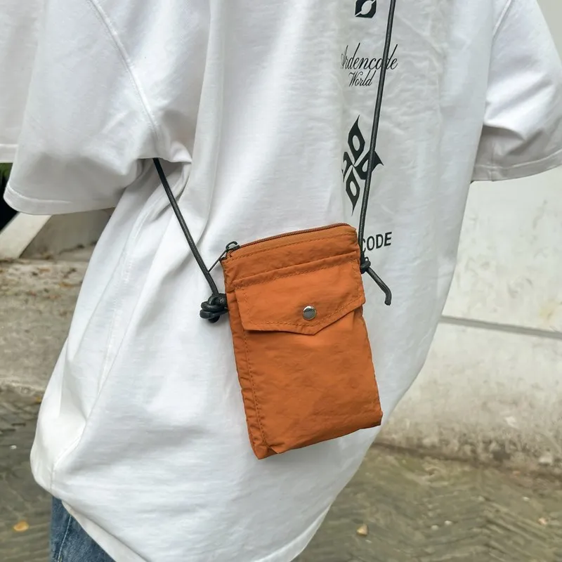 OUZIHUANG Nylon Cell Phone Pouch Unisex Black/Green/Brown/Ecru/Khaki-3
