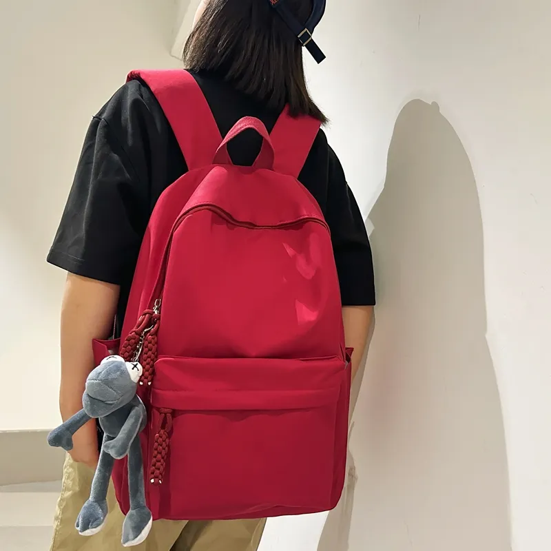 OUZIHUANG Nylon Backpack Unisex Black/Light Gray/Red/Dark Blue/Light Green-8