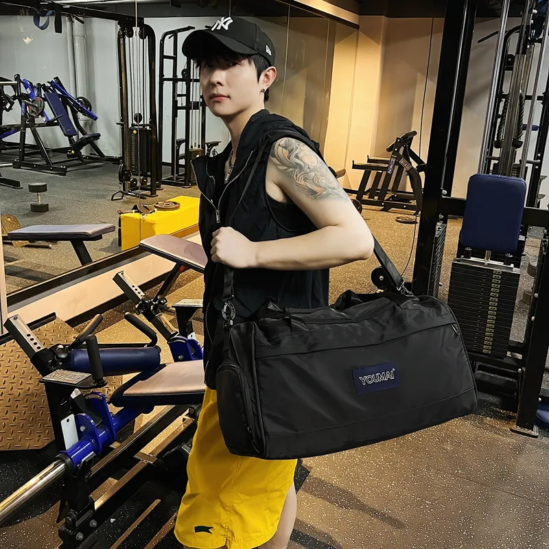Deli Bear Nylon Gym Bag Unisex Black/Pink/Red/Khaki/Blue/Army Green/Gray-3