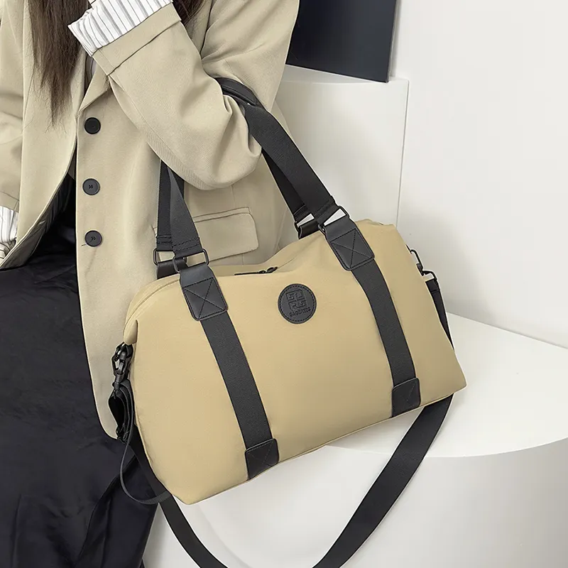 OUZIHUANG Nylon Travel Bag Unisex Khaki/Pink/Green/Black/Brown/Orange-3