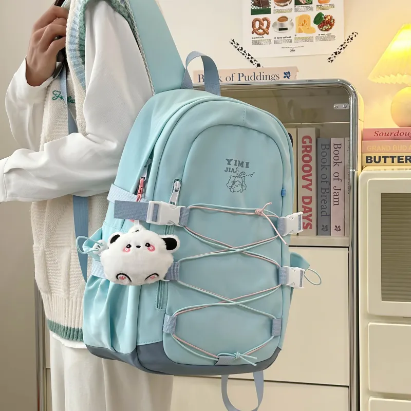 Deli Bear Nylon Backpack Unisex Pink/Blue/Black/Purple/Ecru-9
