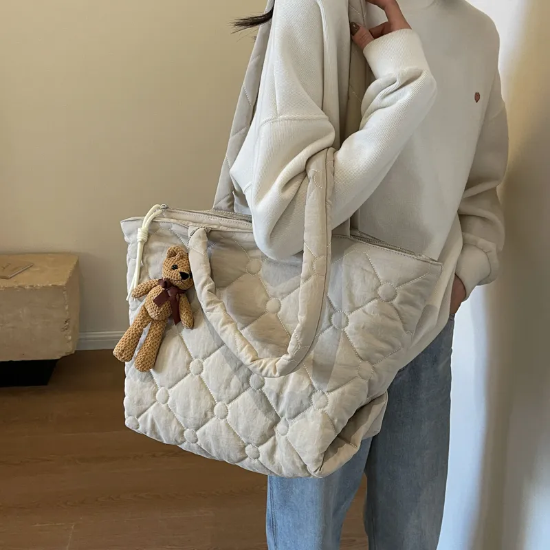OUZIHUANG Canvas Tote Bag, Shopping Bag, Shoulder Bag Women's Coffee/Khaki/Ecru/Black-18