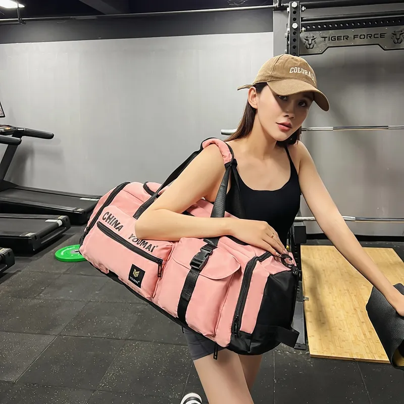 Deli Bear Nylon Gym Bag Unisex Black/Pink/Khaki/Red/Yellow/Army Green/Blue-8