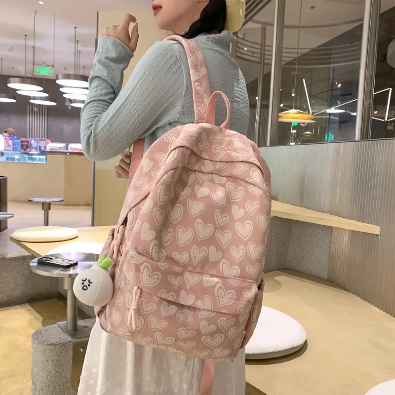Deli Bear Fabric Backpack Regular Women's Pink/Khaki/Black/Beige White-1
